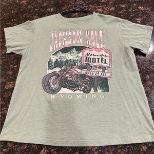 Mighty Fine Green Short Sleeve Tee with Graphic Design